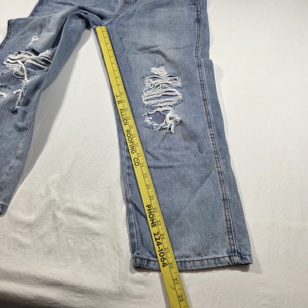 Wild Fable Overalls Jeans  Light Blue Denim Distressed Relaxed Woman's Medium - Picture 5 of 6